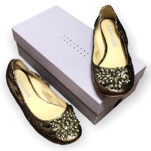 Vera Wang Lavender Label Lexi purple Snakeskin Jeweled Ballet Flats 7 1/2 M